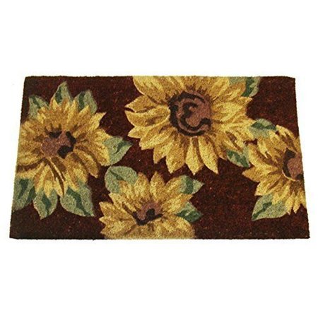 GEO CRAFTS Geo Crafts G254 Sunflower Ie 1337 18 x 30 in. PVC Backed Coir Doormat G254 SUNFLOWER IE 1337